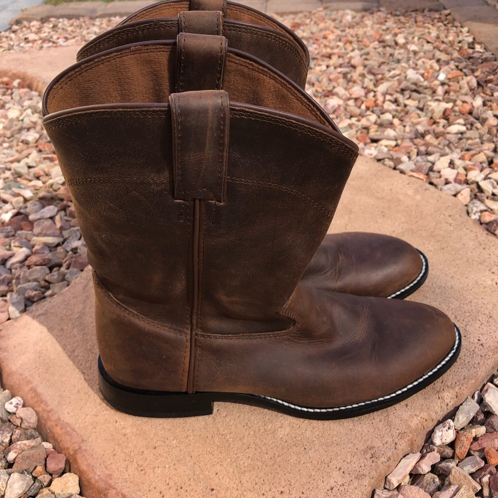 Justin Boys Roper Cowboy Boots-Round Toe